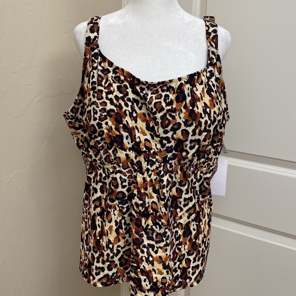 NWT Swimsuits for all Tankini Top Womens 24 leopard print adjustable padded bra - Picture 2 of 8